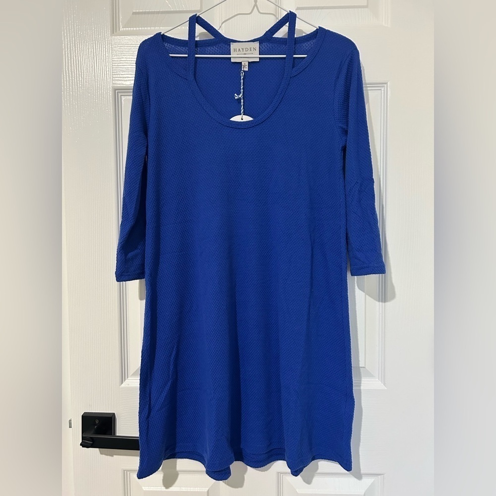 NWT blue Hayden LA cutout dress sz small coverup 3/4 sleeve